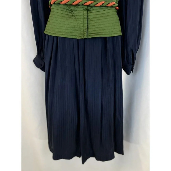 Tory Burch Navy Green Tie-Waist Midi Dress $798 - Picture 10 of 14